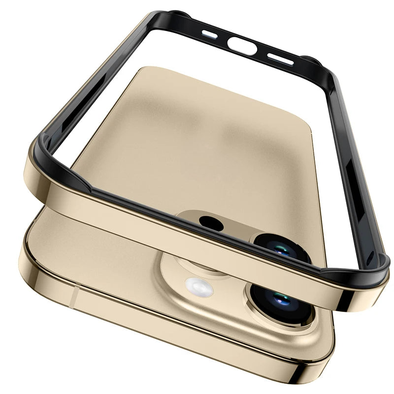 Metal framed phone case for iPhone