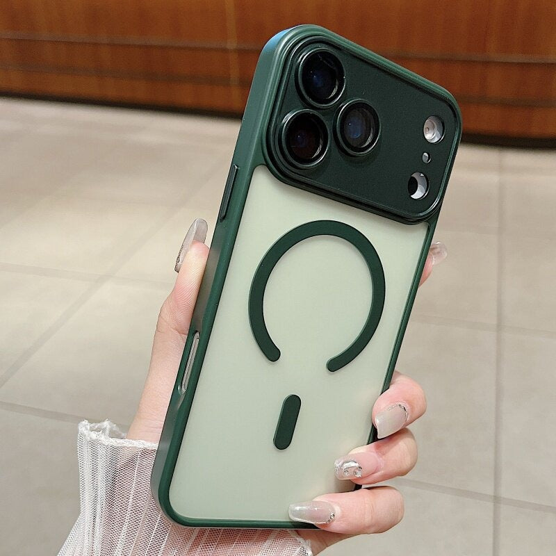 Built-in Lens Protector Anti-fingerprint Matte Magnetic Phone Case for iPhone