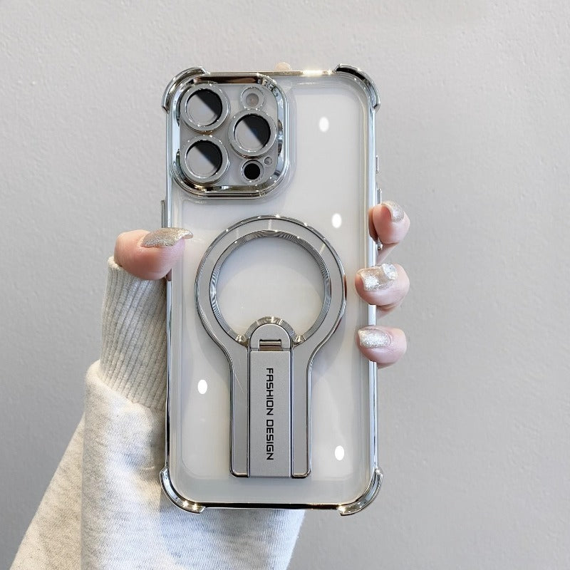 Invisible Bracket Magnetic Electroplating Mobile Phone Case For iPhone
