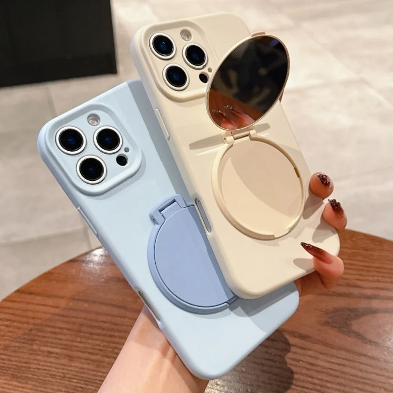 Luxury Mirror Flip Stand Holder Bracket Case For iPhone