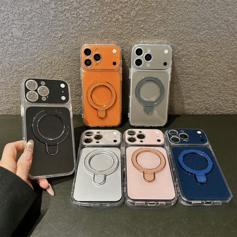 Magnetic Ring Holder Large Window Phone Case for iPhone