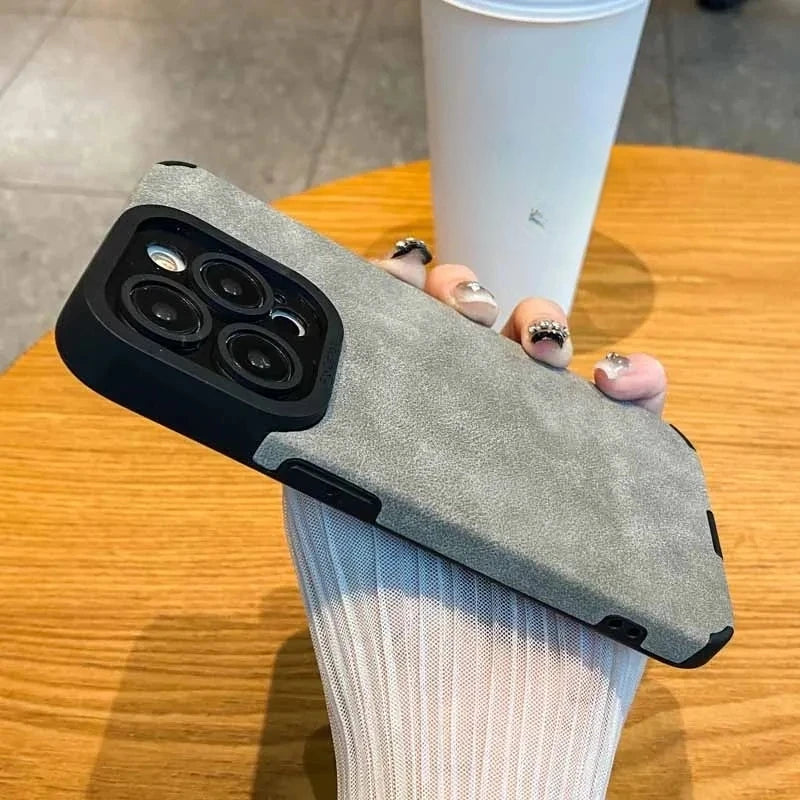 Matte leather silicone phone case suitable for iPhone