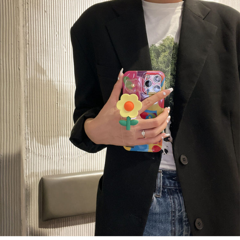 The New Little Yellow Flower Wristband With Lanyard Phone Case For iPhone