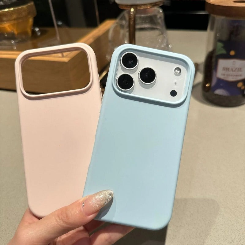 Liquid silicone minimalist skin-feel frosted one-piece button phone case for iPhone