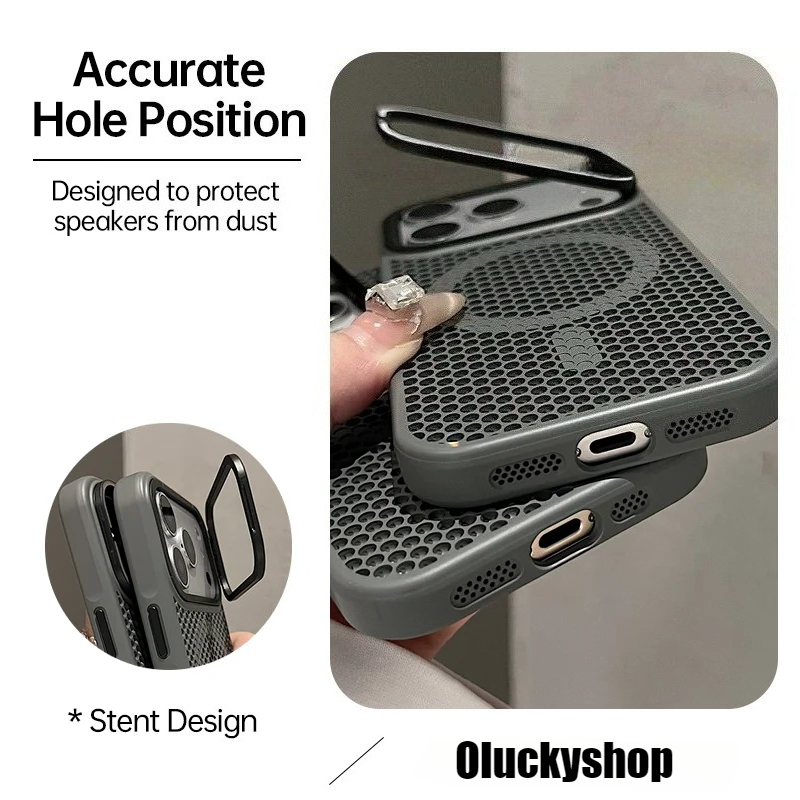 Precision cutouts and dust-protected speaker mesh on CASESUN iPhone 17 cooling case