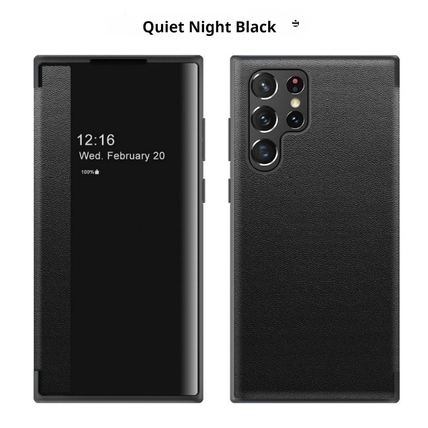 Plain leather side window flip phone case for Samsung