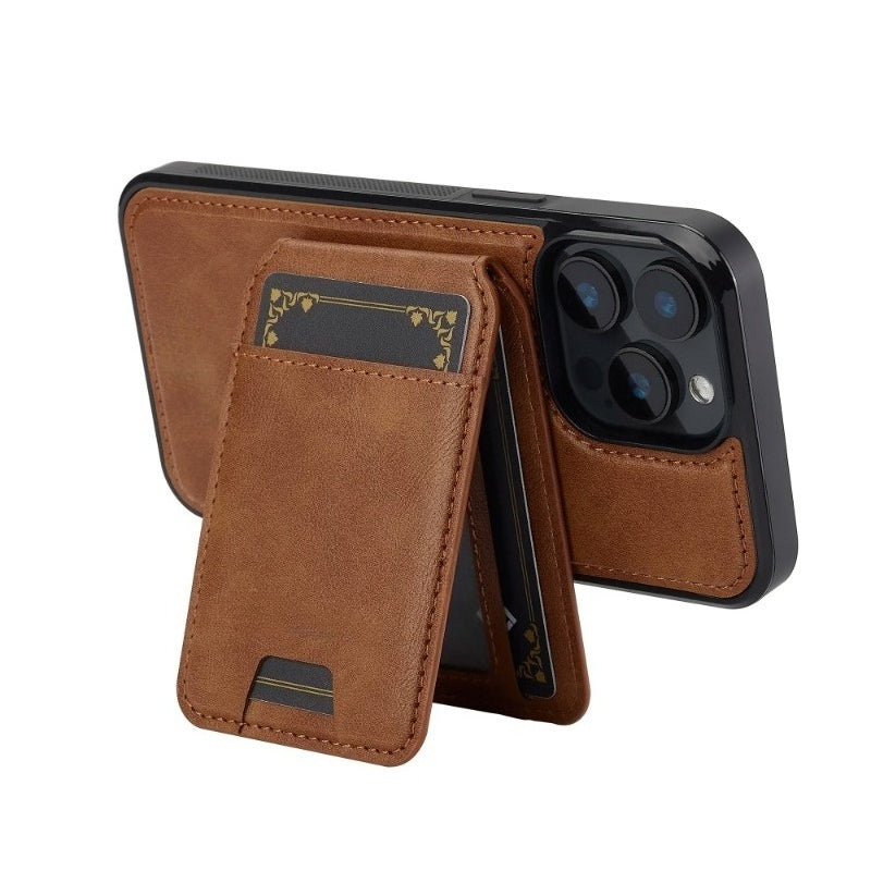 Detachable magnetic 2-in-1 genuine leather strap phone case with card slot for iPhone.