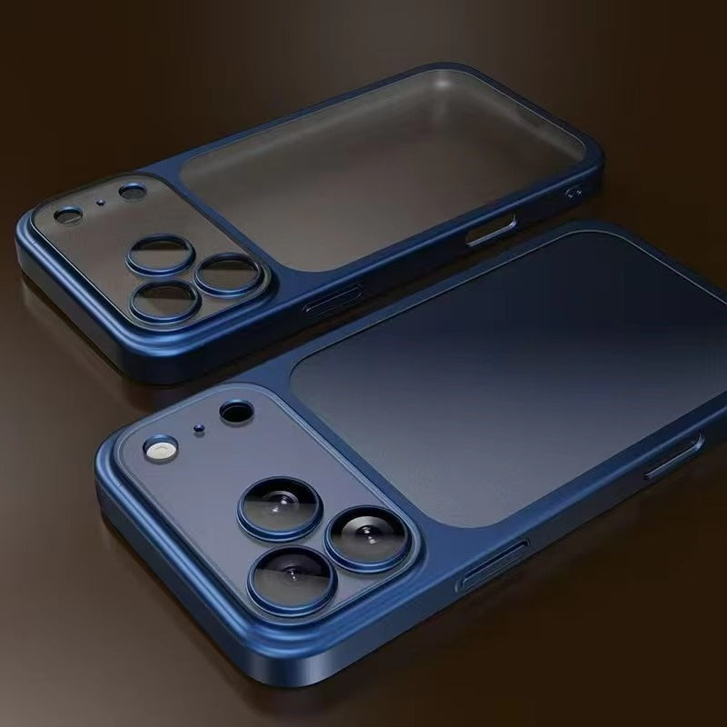 Luxury Plating Matte Hard Phone Case for iPhone Camera Lens Film Protector Frosted Shockproof Cover