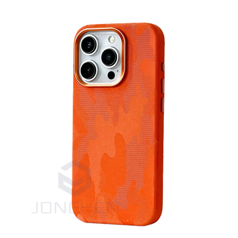 Luxury Camouflage Leather Fabric Magnetic Shockproof Case For iPhone