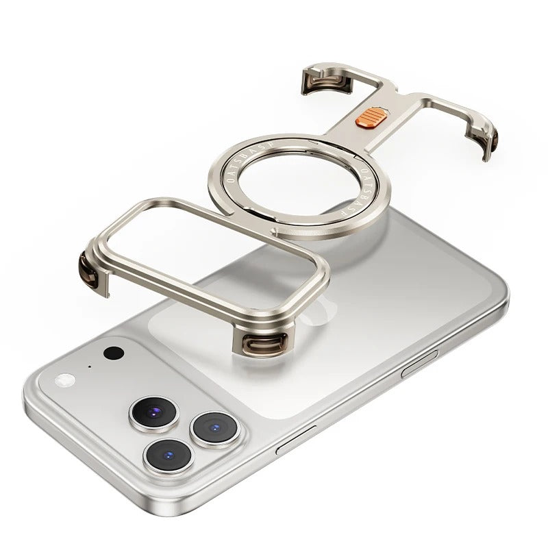 Magsafe wireless charging case for iPhone with a 360° rotating ring holder, shockproof and magnetic design.