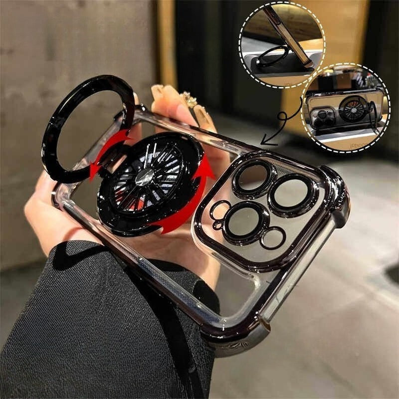 Creative Rotating Decompression Gyro Stand Magnetic Phone Case for iPhone