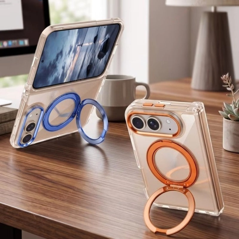 Magnetic 360 Metal Stand Phone Case For iPhone  DUO Clear Hinge Protection Shockproof Protector Cover
