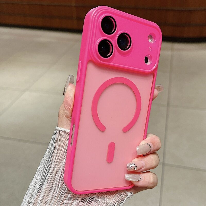 Built-in Lens Protector Anti-fingerprint Matte Magnetic Phone Case for iPhone
