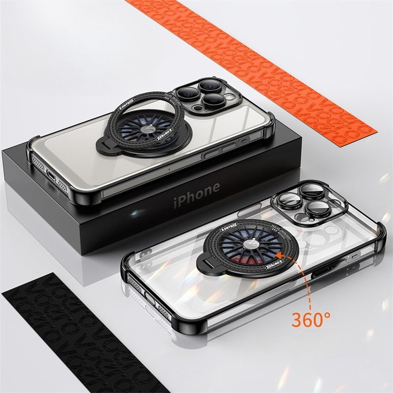 Creative Rotating Decompression Gyro Stand Magnetic Phone Case for iPhone