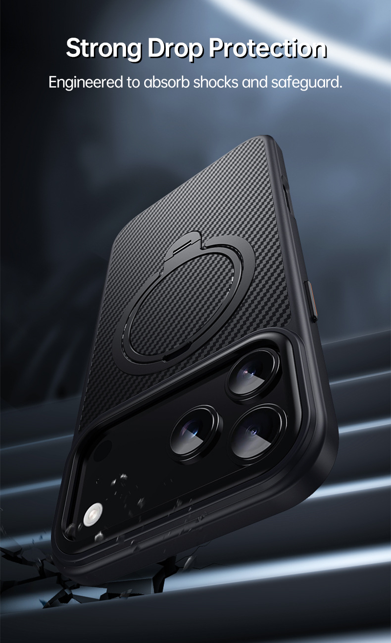 CASESUN shockproof carbon fiber iPhone 17 Pro Max case drop protection test.