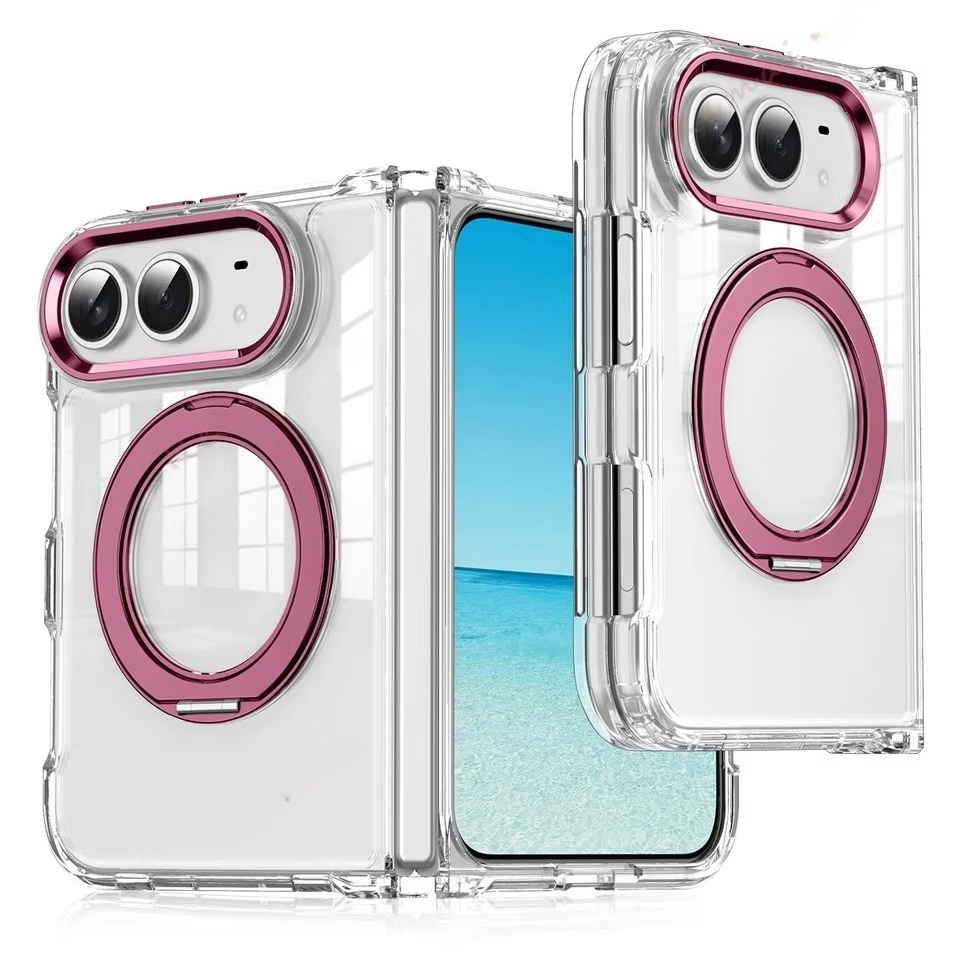 Magnetic 360 Metal Stand Phone Case For iPhone  DUO Clear Hinge Protection Shockproof Protector Cover