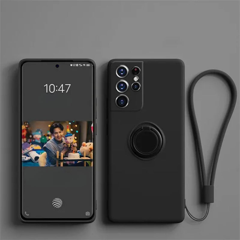 Liquid silicone magnetic ring holder phone case for Samsung