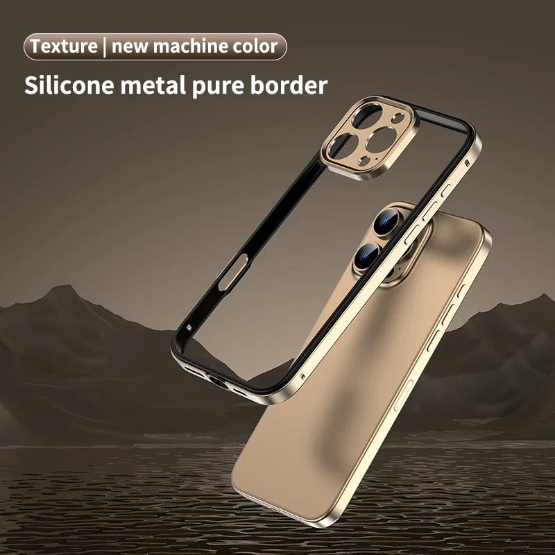 Mixed silicone frame aluminum metal phone case for iPhone