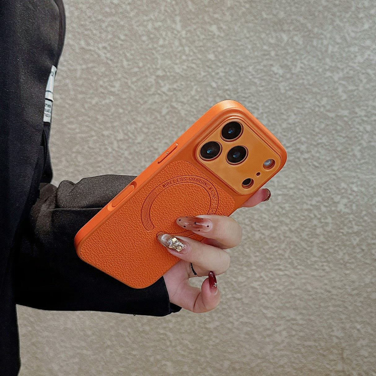 Lychee pattern leather magnetic phone case for iPhone