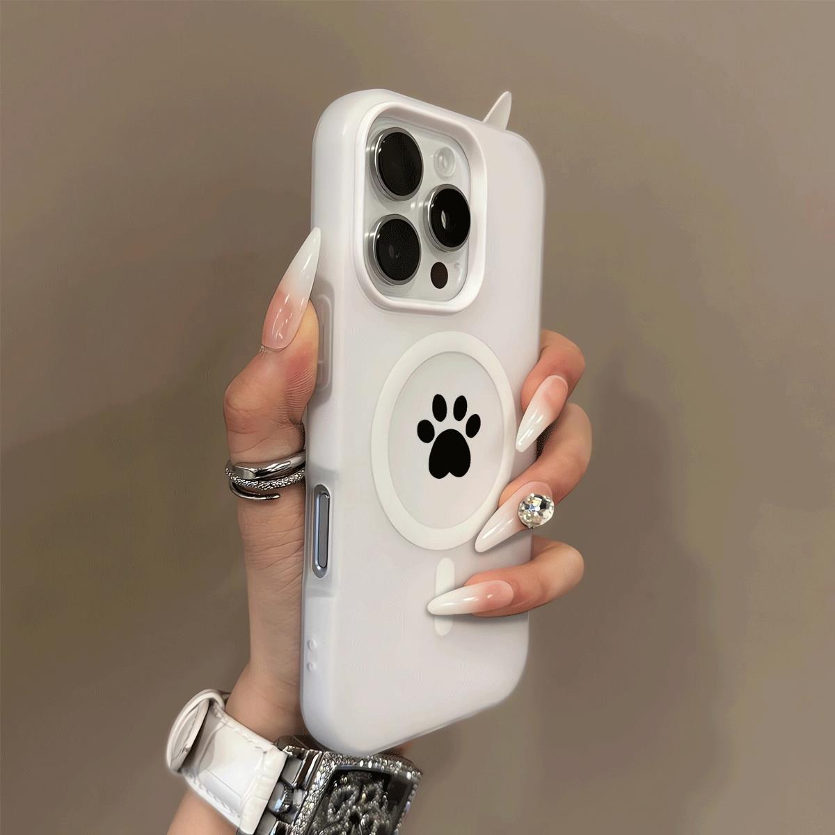 Simple solid color cat paw phone case for iPhone