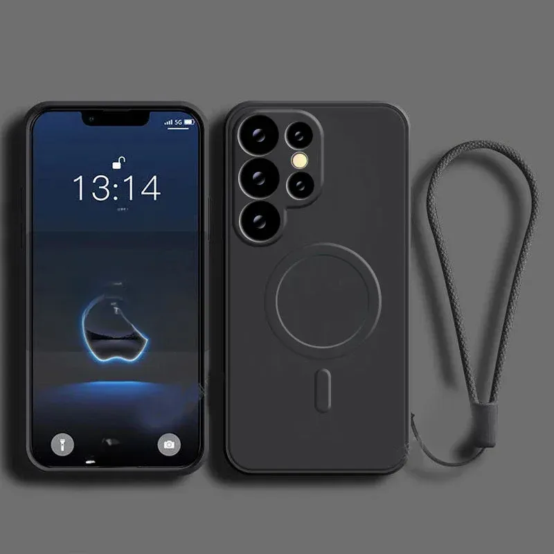 Liquid silicone magnetic phone case with magnetic wireless charging cover suitable for Samsung