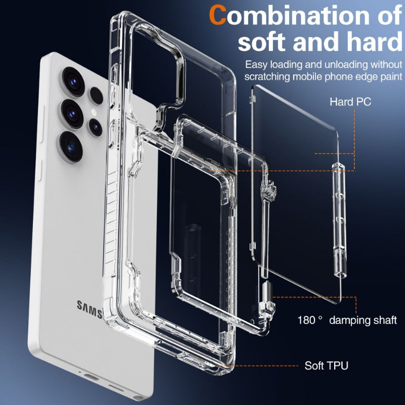 Transparent flip card insert phone case for Samsung