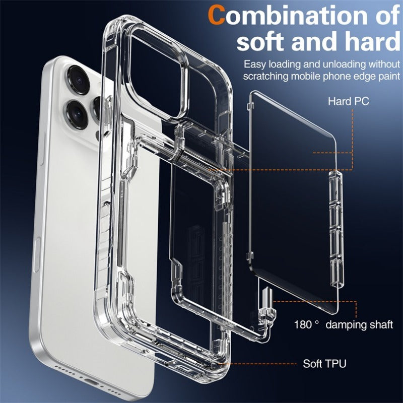 Transparent flip card insert phone case for iPhone