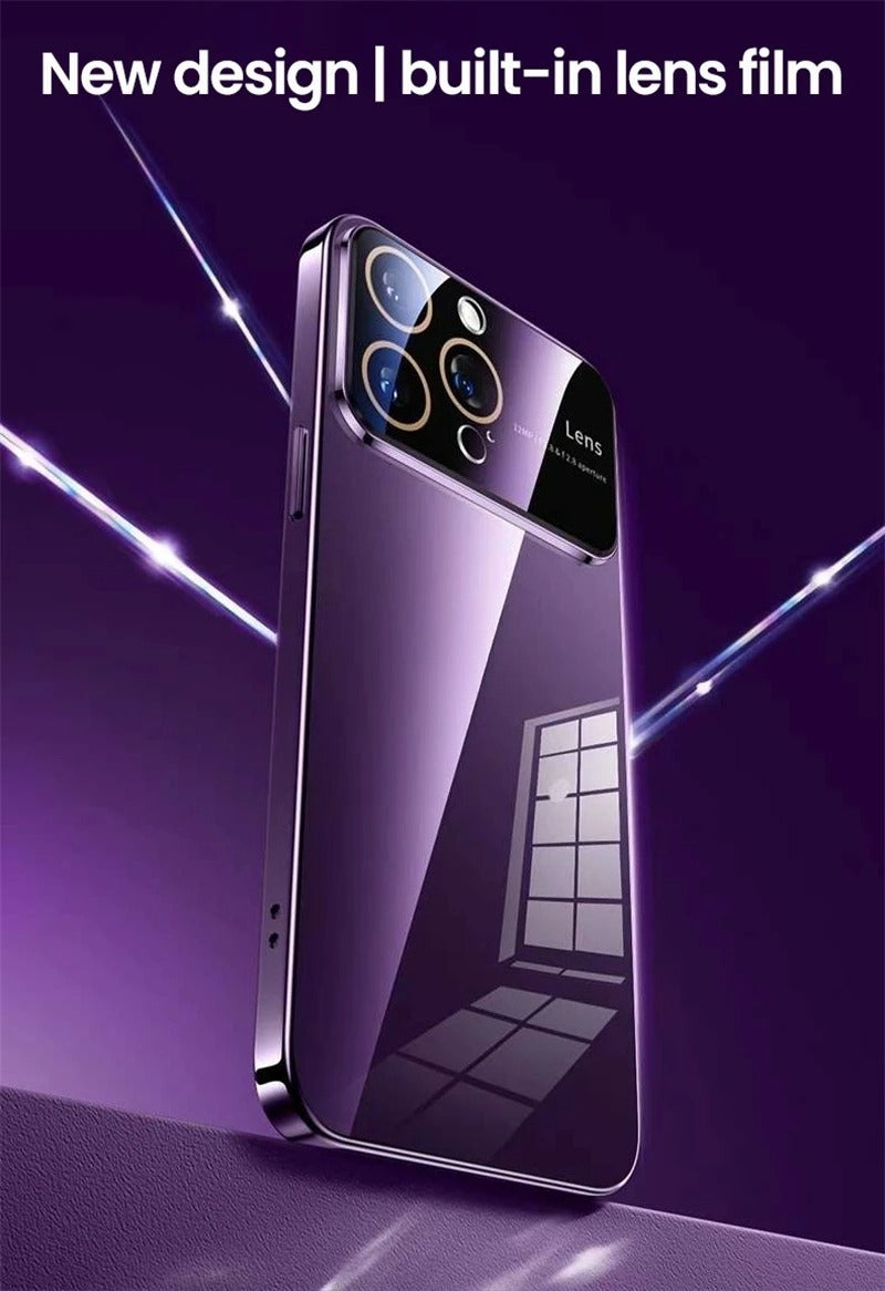 Luxury Plating Clear Hard PC Glass Lens Protection Case For iPhone