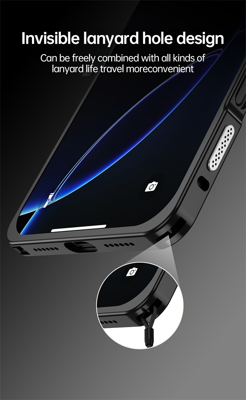 CaseSun-Hidden lanyard hole design on CaseSun iPhone 17 Pro Max alloy cooling frame case for convenient daily carry.