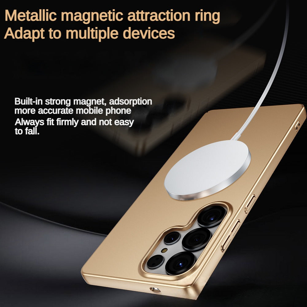 Metal high gloss thin ring magnetic phone case for Samsung