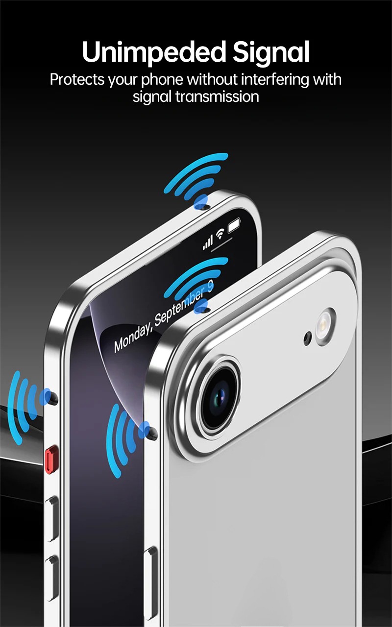 CaseSun-CaseSun iPhone 17 Pro Max aluminum frame case with signal-friendly cutouts for smooth 5G and WiFi.