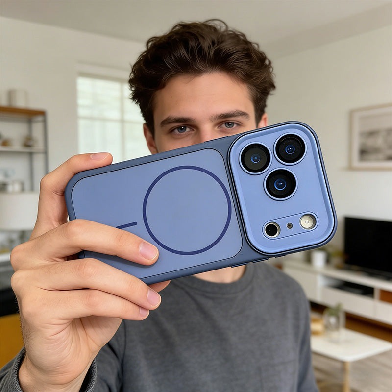 CASESUN minimalist matte magnetic case for iPhone 17 Pro Max, featuring soft-touch matte finish, color-block design, and slim protective structure for everyday use.