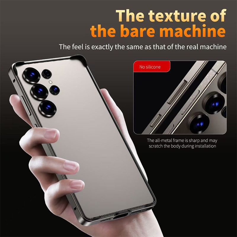 New Ultra-thin Hollowed-out Heat Dissipation Metal Frame Bare-phone Feel Shockproof Phone Case for  Samsung