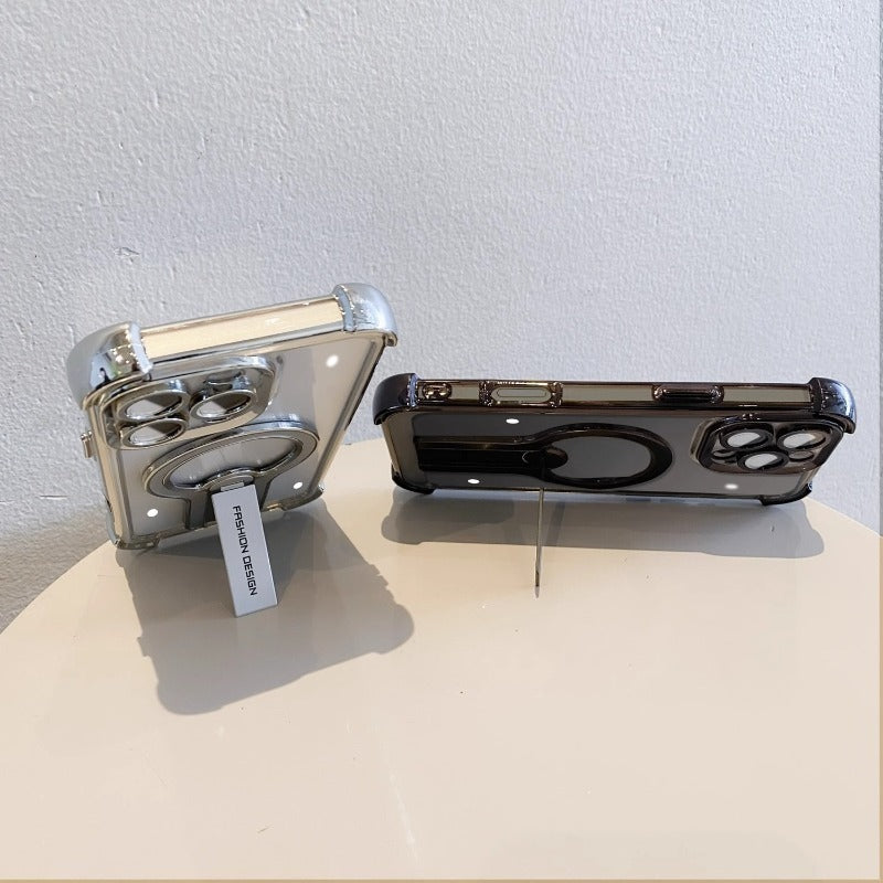 Invisible Bracket Magnetic Electroplating Mobile Phone Case For iPhone