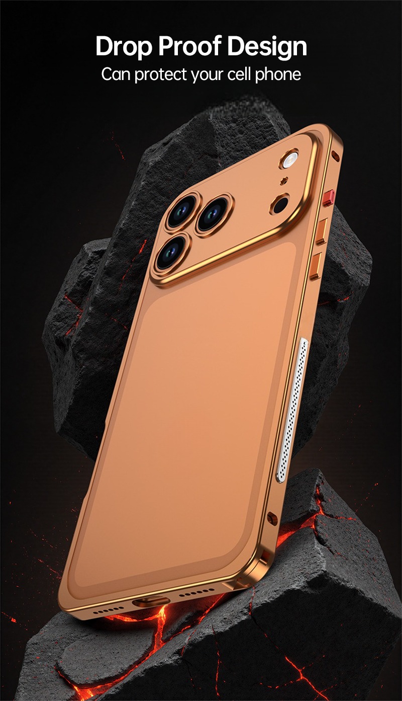 CaseSun-Shockproof iPhone 17 Pro Max CaseSun metal bumper with reinforced aluminum frame against impact.