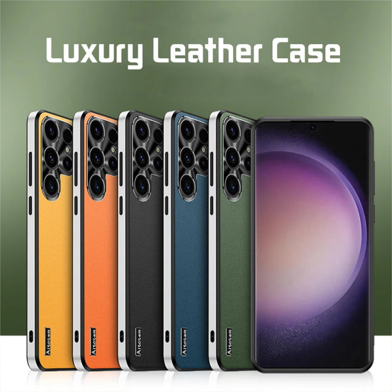 Frosted Plain Leather Case For Samsung