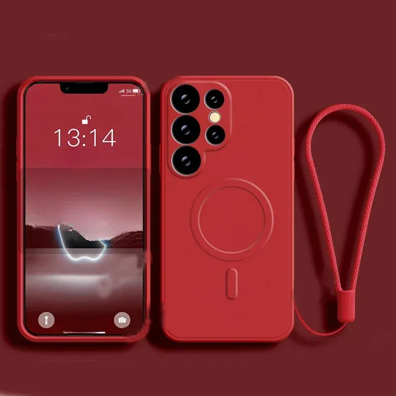 Liquid silicone magnetic phone case with magnetic wireless charging cover suitable for Samsung