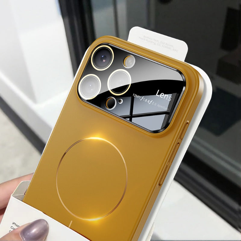 New Magnetic Metallic Texture Large Viewing Window Full Coverage Phone Case for iPhone
