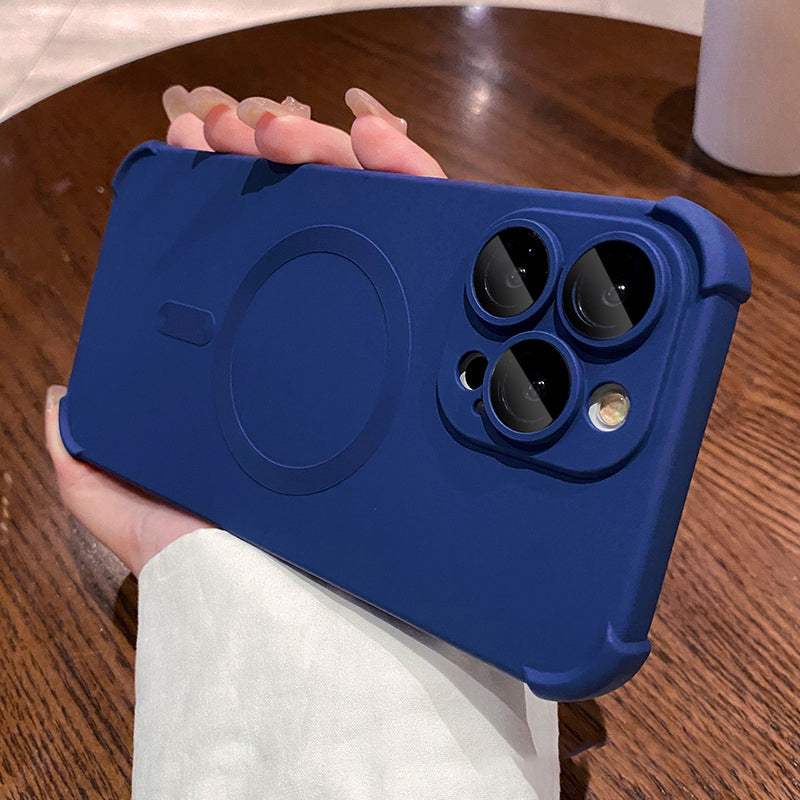 Air-cushion Matte Liquid Silicone Magnetic Case for iPhone