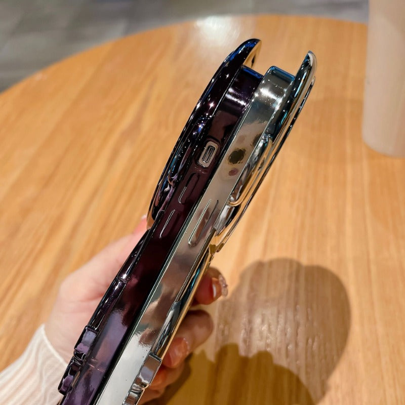 Electroplated astronaut flip mirror phone case for iPhone