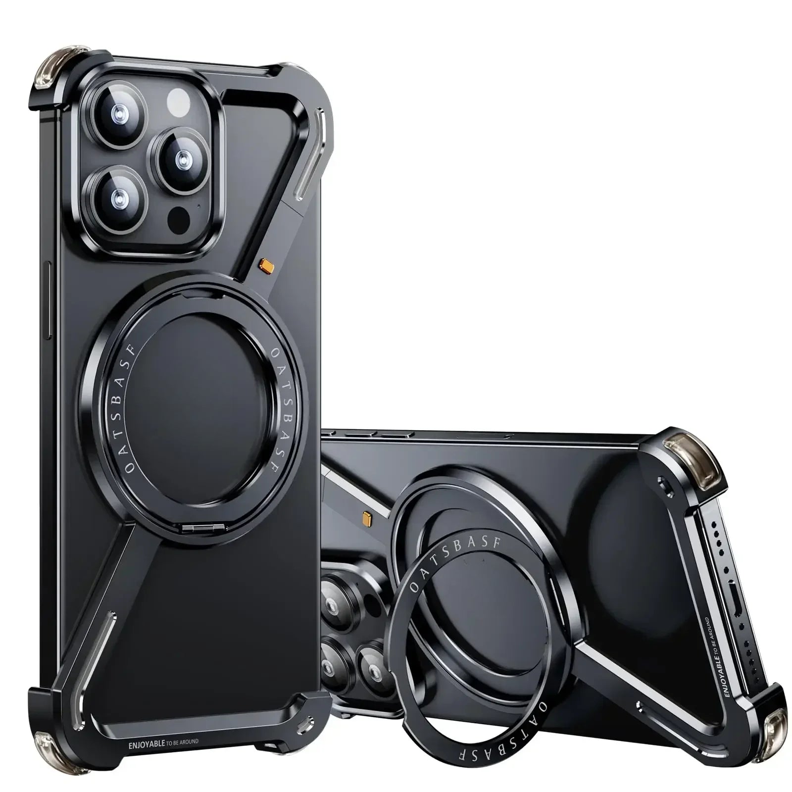 Z-shaped aluminum alloy frameless magnetic shock resistant hard phone case suitable for iPhone