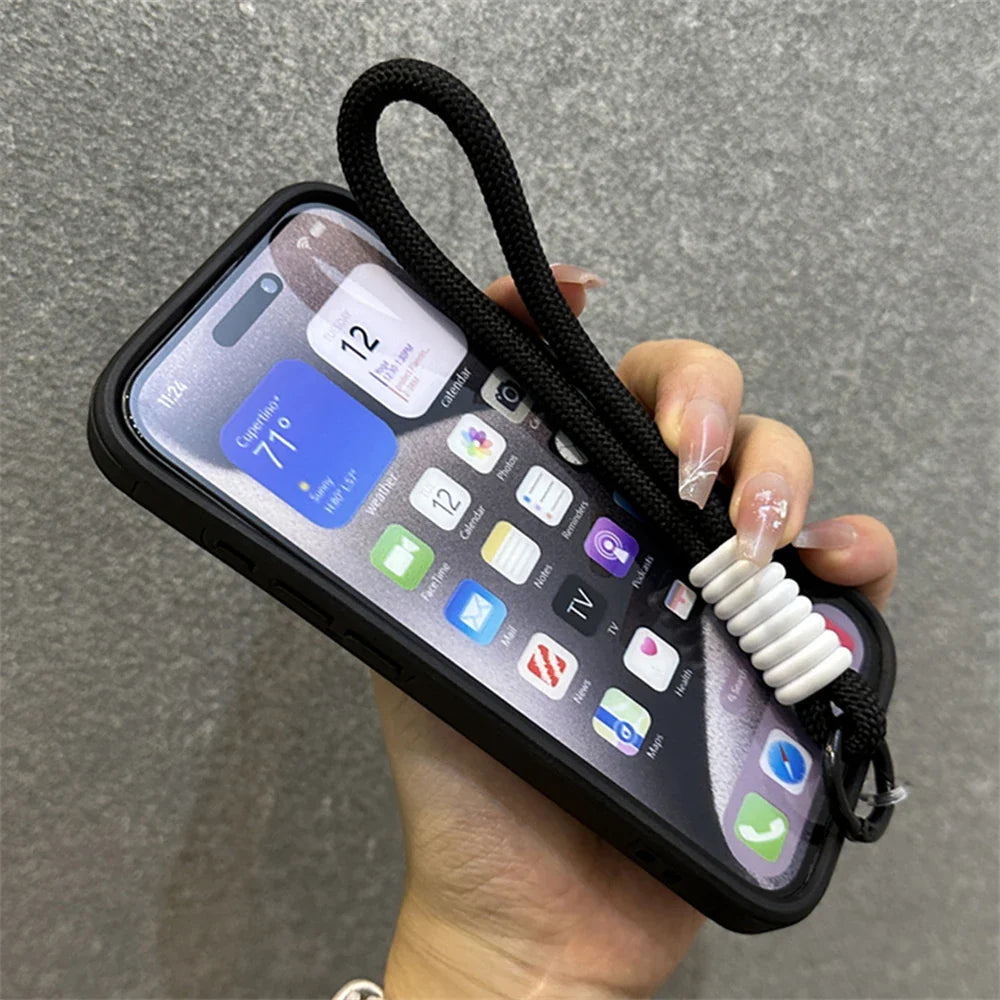Armor Ring Slide Window Strap Case for iPhone