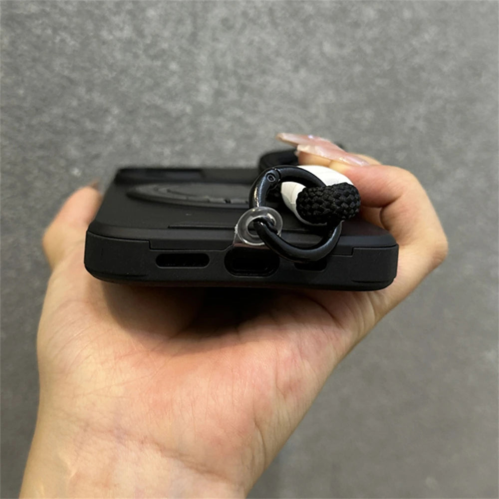 Slide Window Magnetic with Wrist Strap Phone Case for iPhone