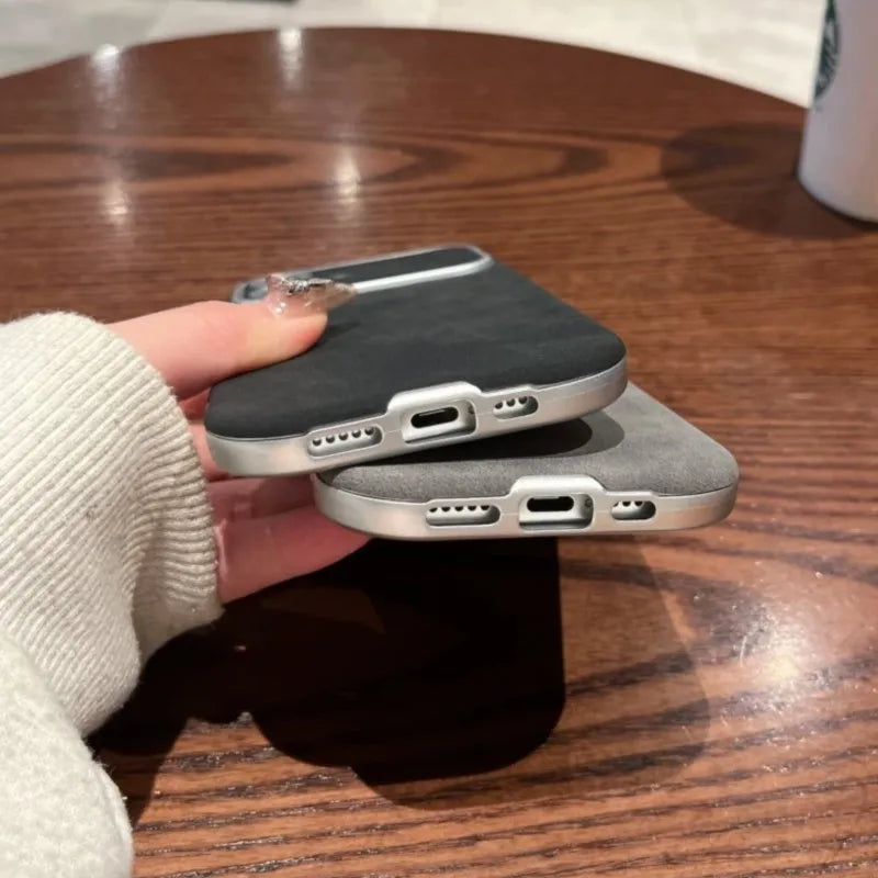 Autumn Winter Dirt-resistant Suede Fur Leather Case For iPhone