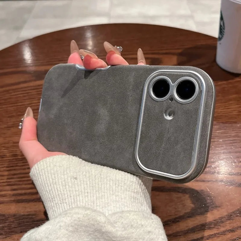 Autumn Winter Dirt-resistant Suede Fur Leather Case For iPhone