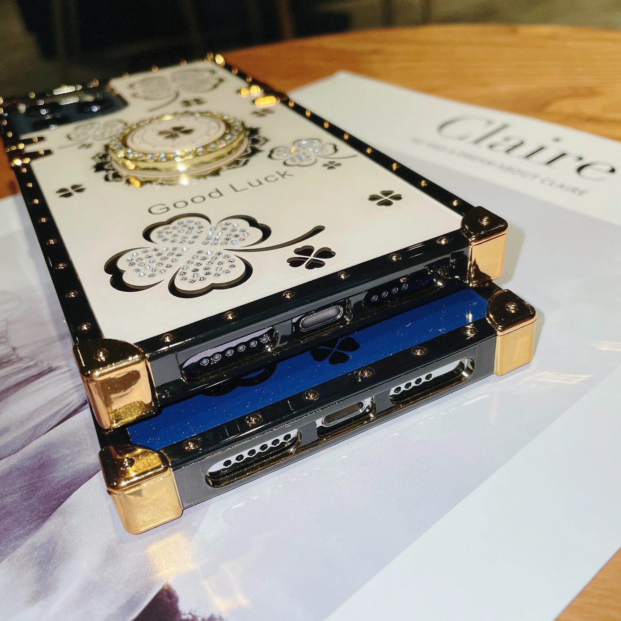 Beautiful luxurious Four Leaf Clover Ring Stand Case for iPhone