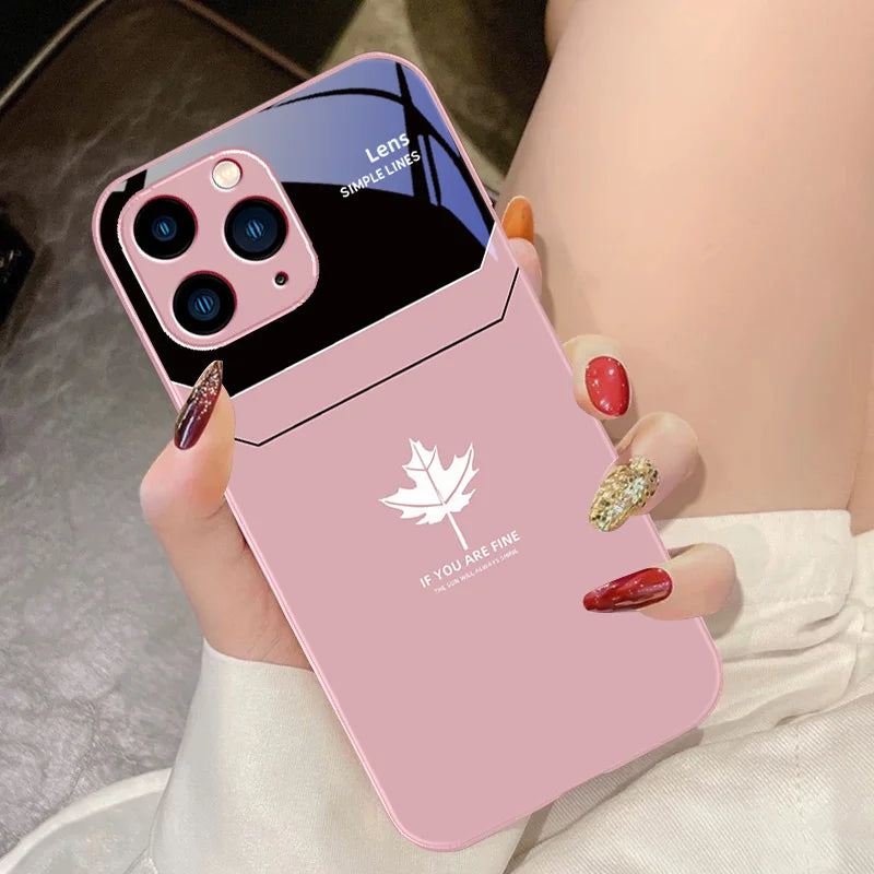 Black Tempered Glass phone case for iPhone
