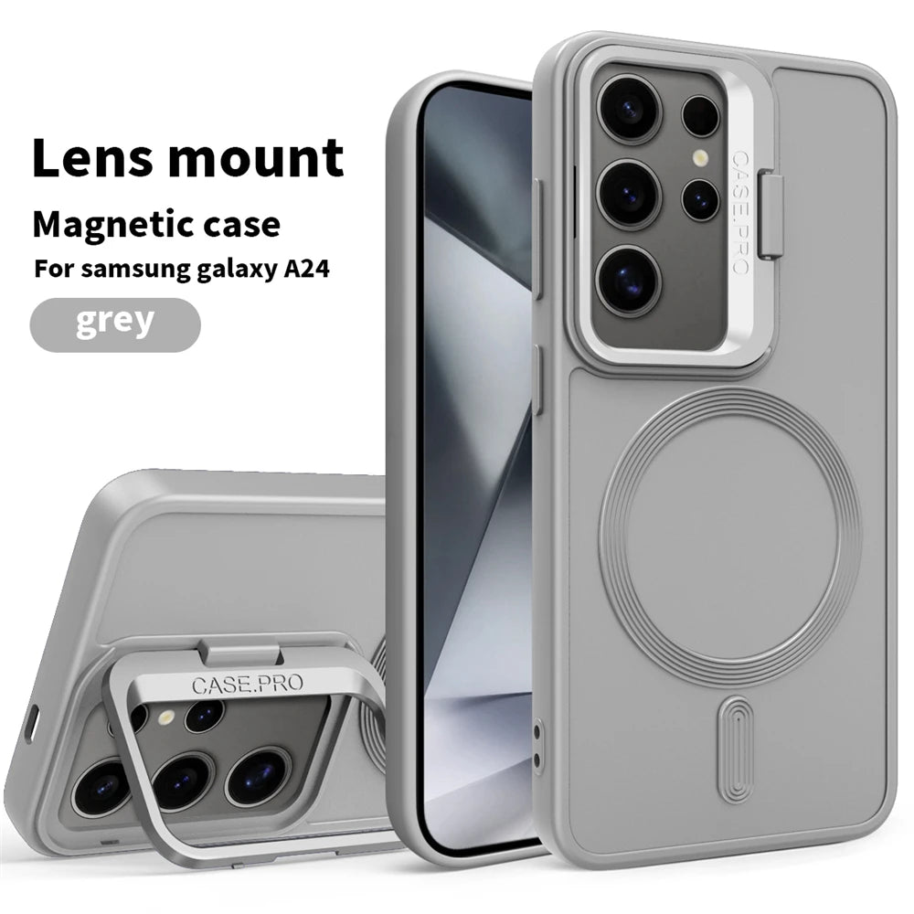 Matte Magnetic Lens Holder Stand Case For Samsung