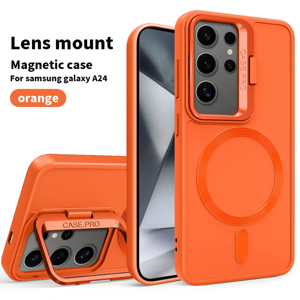 Matte Magnetic Lens Holder Stand Case For Samsung