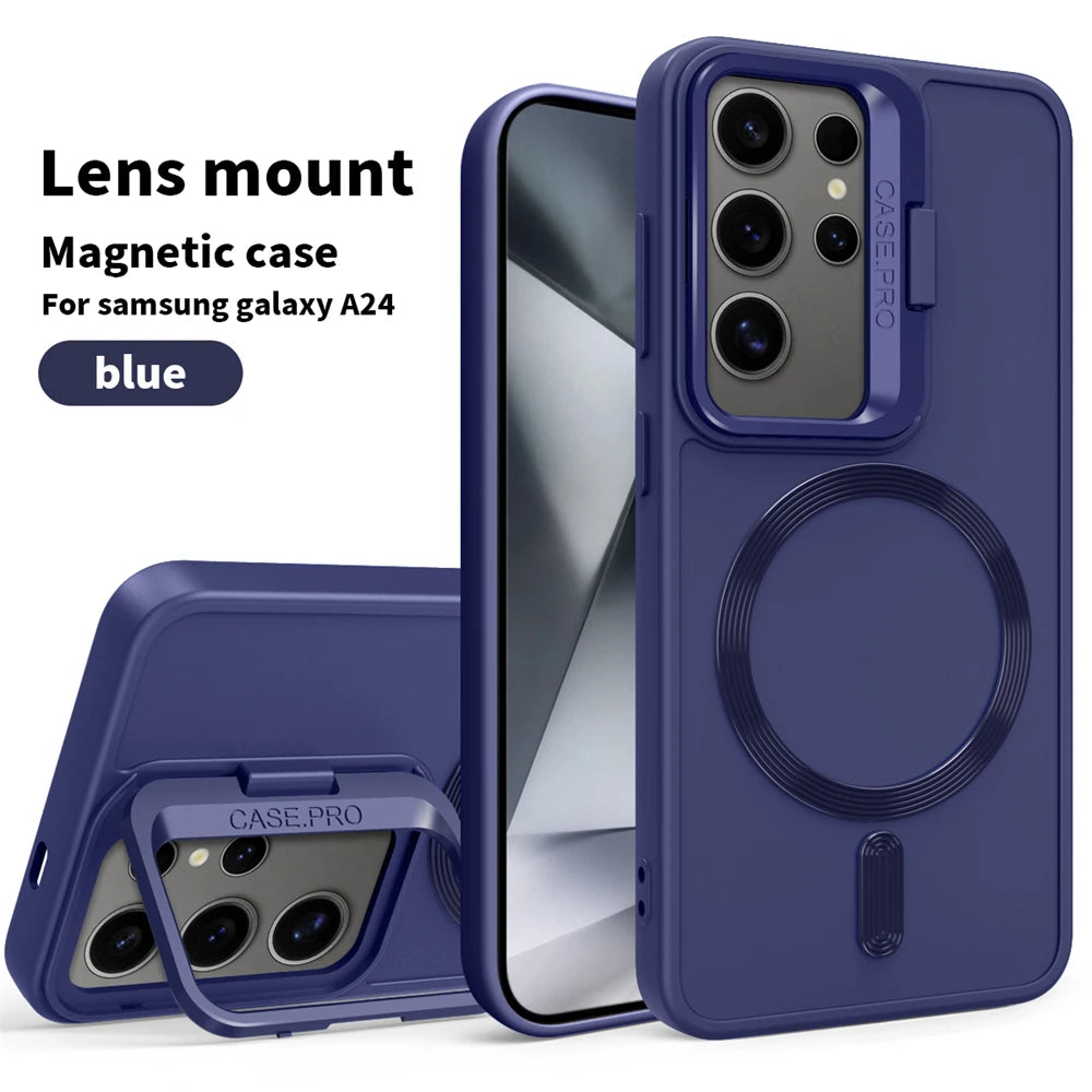 Matte Magnetic Lens Holder Stand Case For Samsung